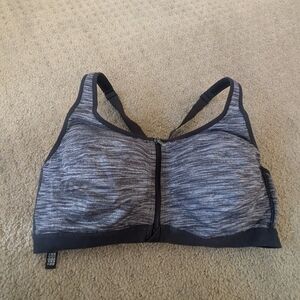 VICTORIA'S SECRET VICTORIA SPORT 38D 38 D Charcoal Heather Zip-Front Sports Bra
